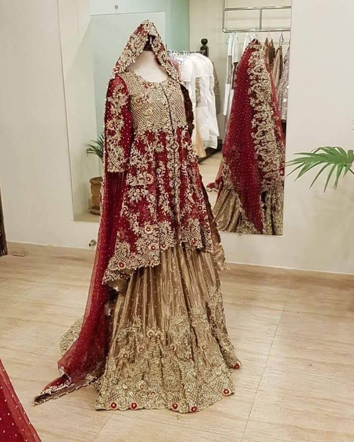 pakistani bridal dresses in red colour 