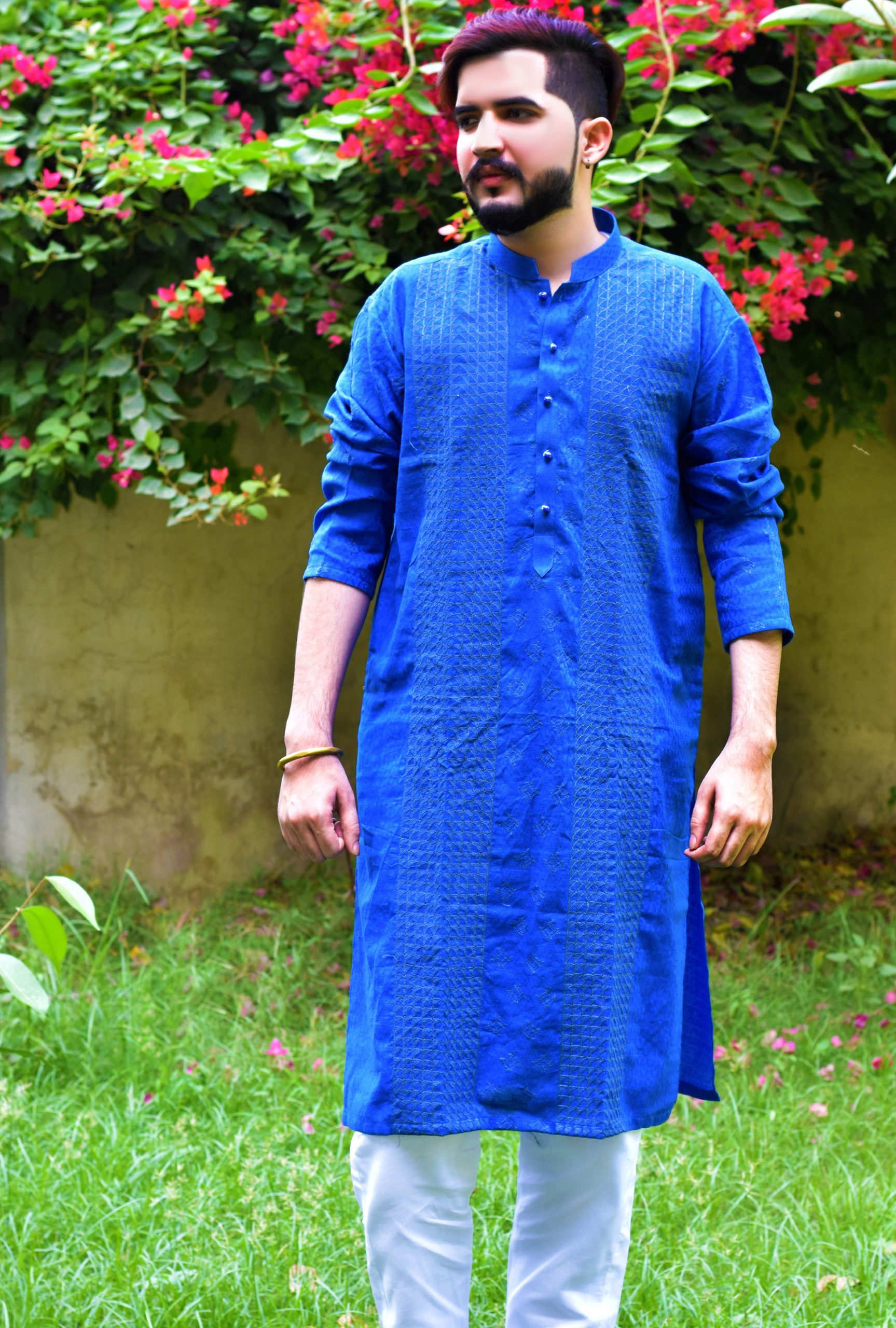 Bright Blue Mens Shalwar Kameez Design 