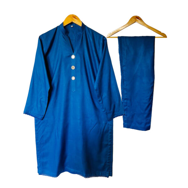 Blue Colored 2 Piece Ready To Wear Lawn Suit Mirror work