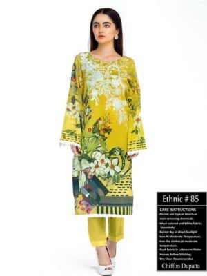 3 piece yellow colored ethnic lawn suit