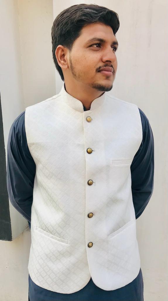 Peral White Pakistani Men Waistcoats 