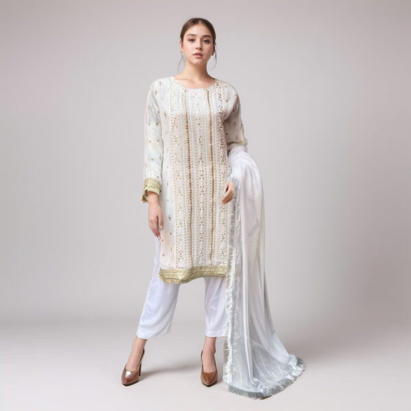 Egg-white wholesale chiffon dresses pakistani