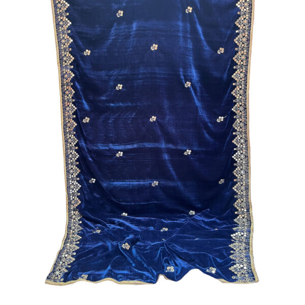 Blue Velvet Embroidered Shawl