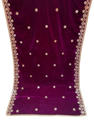 Plum Embroidered Shawl With Mirror Work