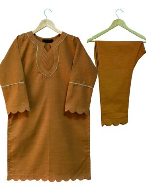Sepia Khaddar 2-Piece Designer Suit