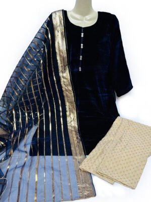 Blue Color 3pc Pakistani Velvet Suit