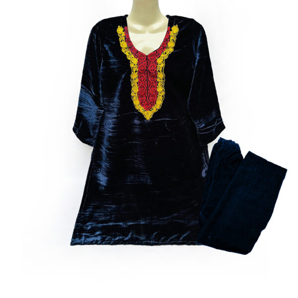 Navy Blue Pakistani Embroidered Velvet 2pc