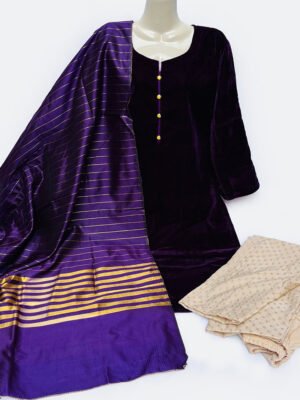 Purple Color 3pc Pakistani Velvet Suit