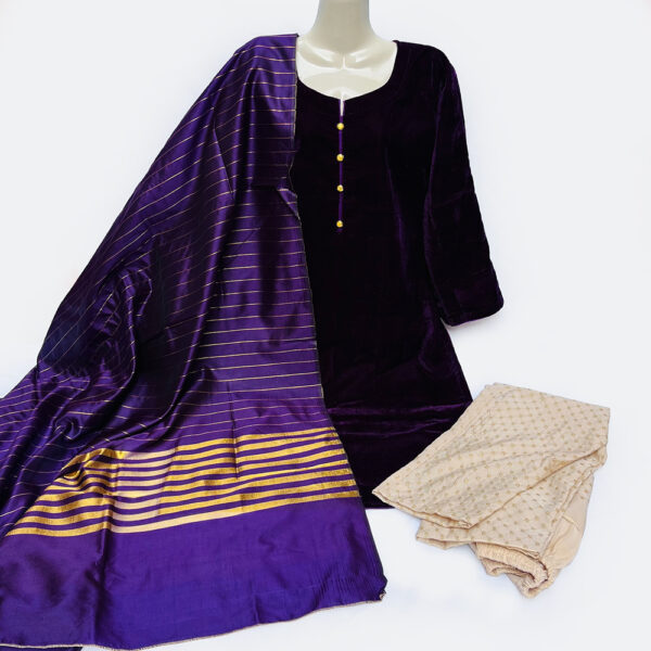 Purple Color 3pc Pakistani Velvet Suit