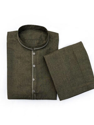 Rifle Green Pakistani Shalwar Kameez For Men's