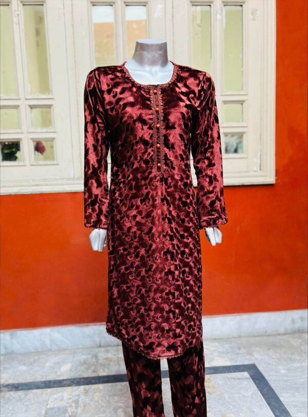 Brown Color 3pc Velvet Pakistani Suit