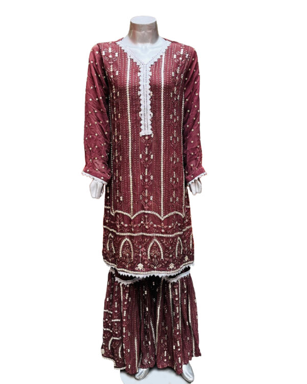 Brown Color Pakistani Chiffon Designer Outfit