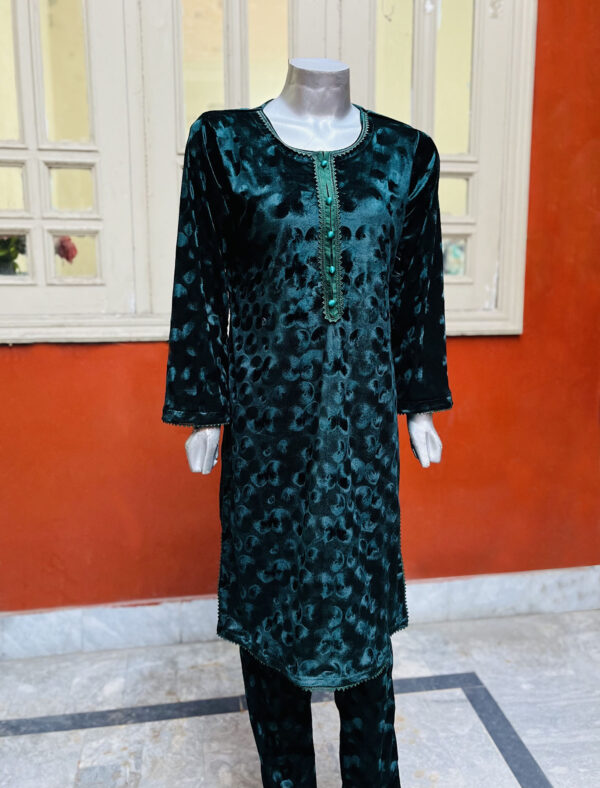 Green Color 2pc Velvet Pakistani Suit