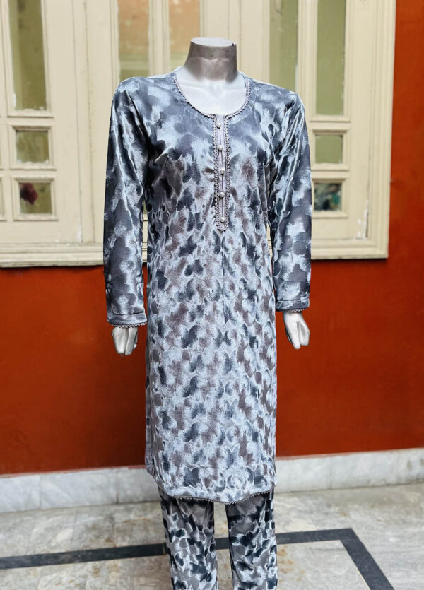 Grey Color 2pc Velvet Pakistani Suit