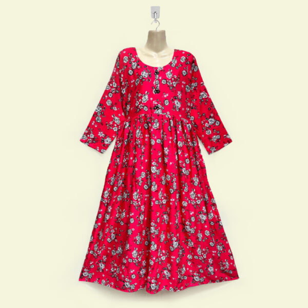 Red Color Viscos Maxi Dress Wholesale