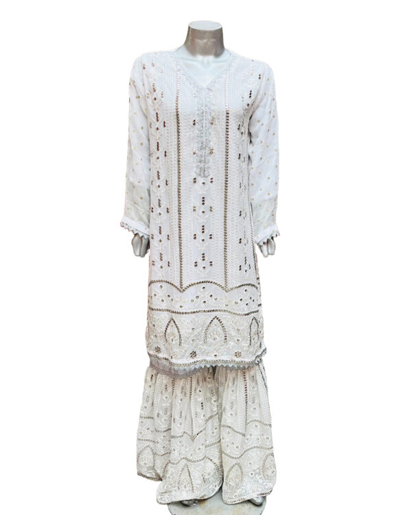 White Color Pakistani Chiffon Designer Outfit