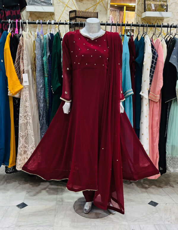 Red Pure Chiffon Suits Pakistani Suits