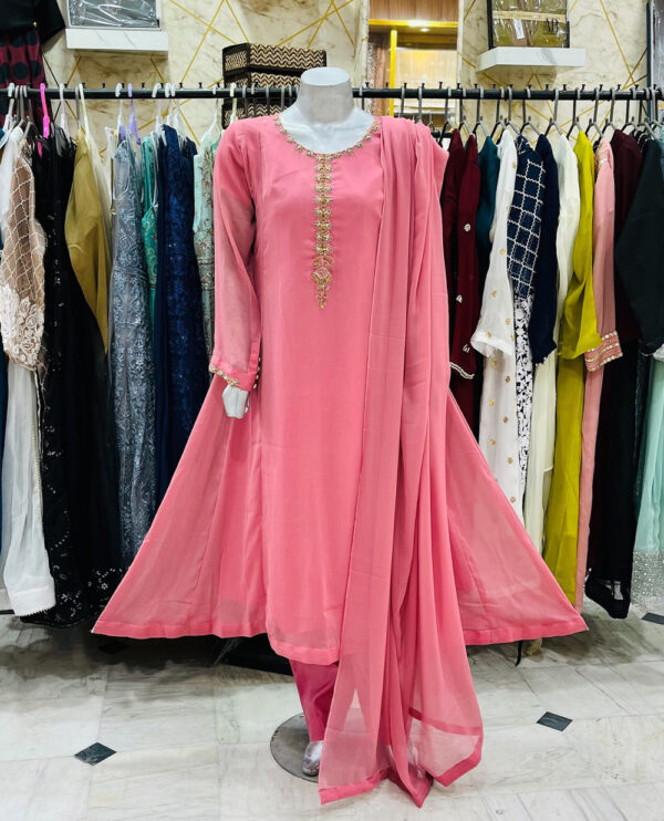 Tulip Pink Pakistan Chiffon Suits