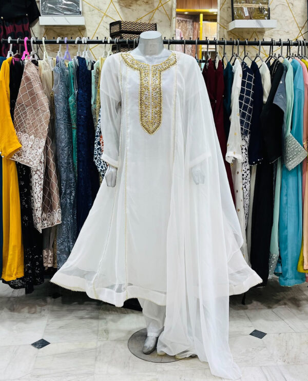 White Pure Chiffon Suits Pakistani Suits