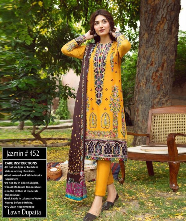Bee Yellow 3pc Lawn Suits Pakistani