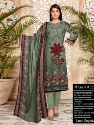 Camouflage Green 3 Piece Lawn Suits Pakistan