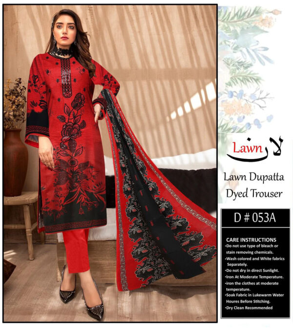Cornell Red 3pc Lawn Suits In Pakistan