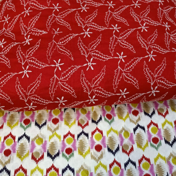 Crimson Red Chickankari Embroidered Ladies 2pc Suit