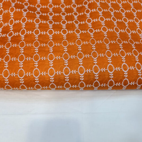 Fiery Orange Chickankari Embroidered Ladies 2pc Suit
