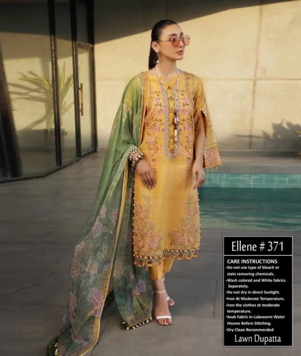 Indian Yellow 3pc Lawn Suits Pakistani