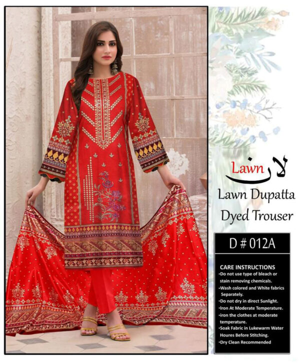 Lava Red Embroidered Pakistani Lawn Suits