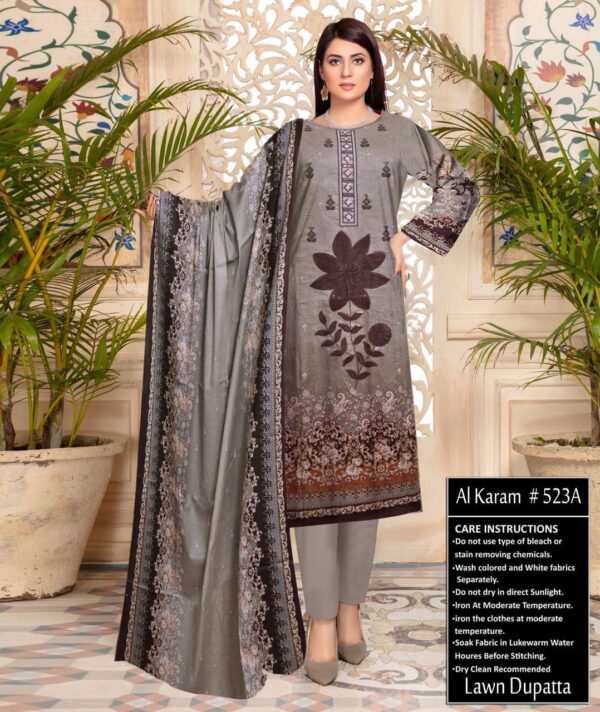 Warm Grey 3pc Embroidered Pakistani Lawn Suits