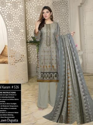 Warm Grey Embroidered Pakistani Lawn Suits Online