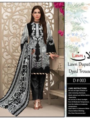 White-Black 3 Piece Embroidered Pakistani Lawn Suits