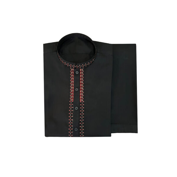 Black Embroidered Pakistani Shalwar Kameez For Men's