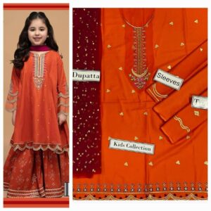 Brick Orange Pakistani Clothes For Children