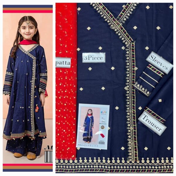 Dark Blue Grey Pakistani Dress For Children