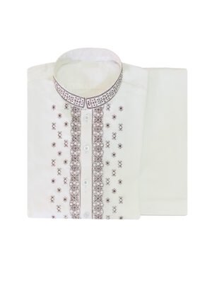 Off-White Embroidered Men's Shalwar Kameez