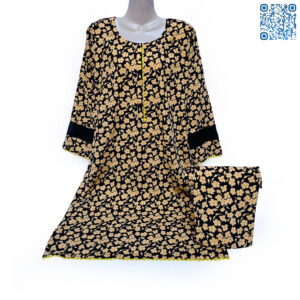 Black & Yellow 2pc Pakistani Stitched Dress Online