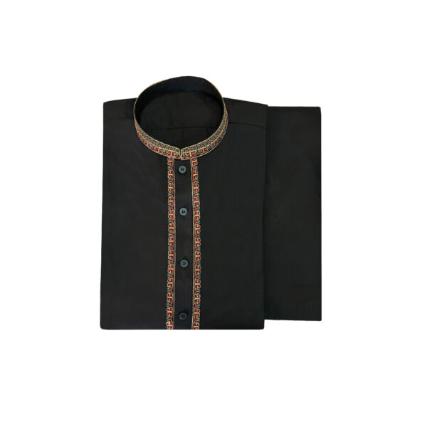 Black Embroidered Men's Pakistani Salwar Kameez