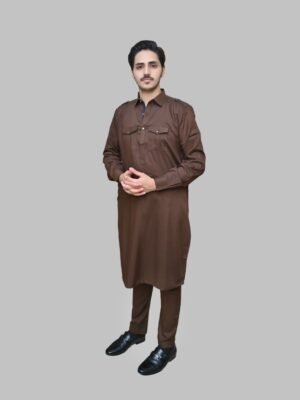 Brown shalwar kameez design for men