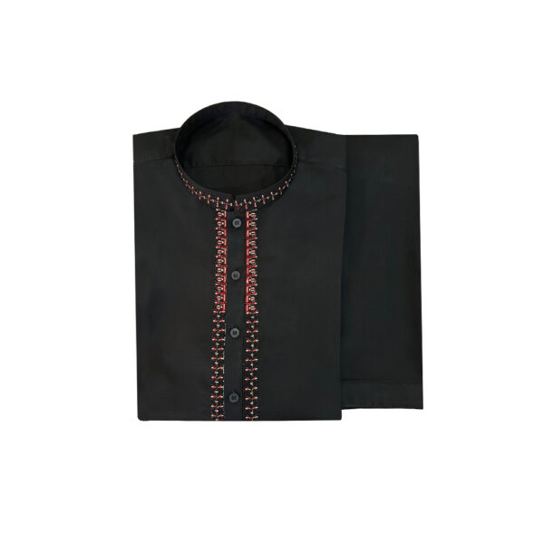 Men's Black Embroidered Shalwar Kameez