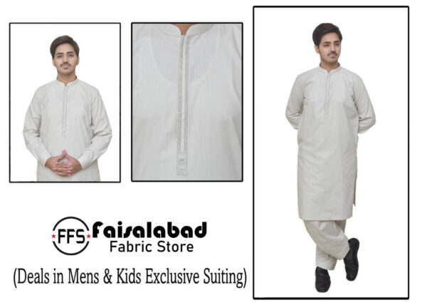 White Color gents shalwar kameez embroidery design