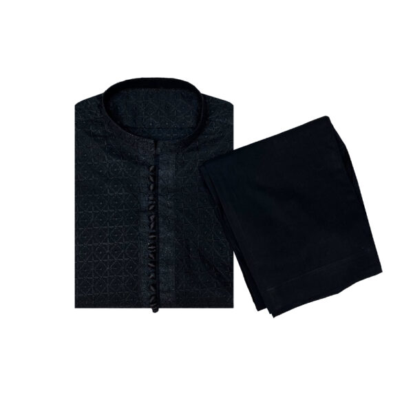 Black Color cotton chickankari kurta for men