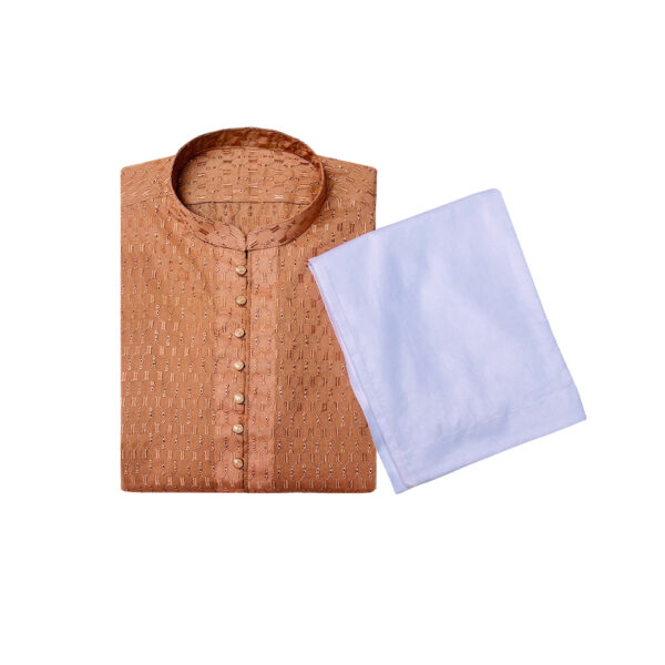 Dark Peach Color chikankari kurta for men