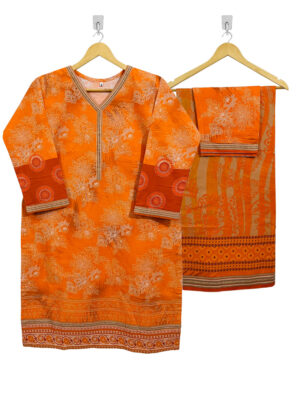 Blaze Orange wholesale khaddar suits