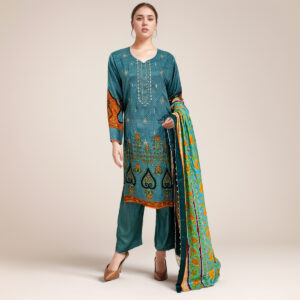 Bluish Cyan linen suits wholesale pakistan