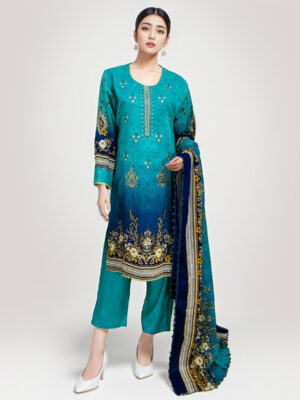 Cyan pakistani linen suits wholesale