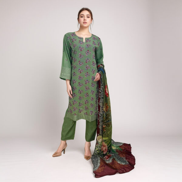 Dark green pakistani lawn suits