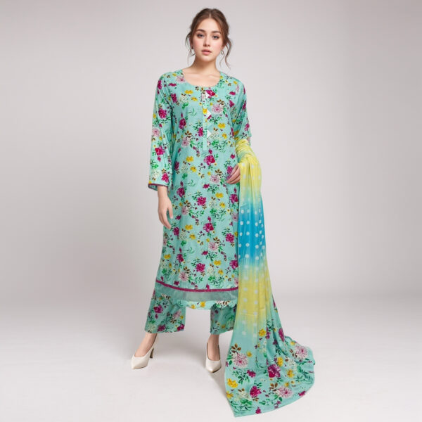 Greenish Cyan pakistan wholesale linen suit