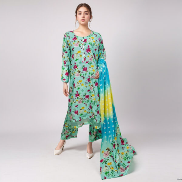 Greenish Cyan pakistani linen suits wholesale